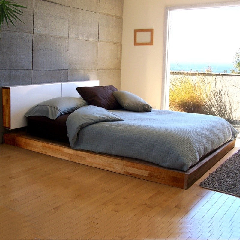 Mash Lax Modern Solid Wood Platform Bed, King Platform with Headboard