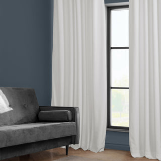Heritage Plush Velvet Curtain Single Panel, Pillow White, 50"x96"