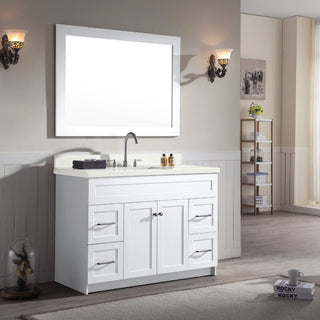 Hamlet 49" Single Sink Vanity Set, White, With Mirror, Quartz Countertop