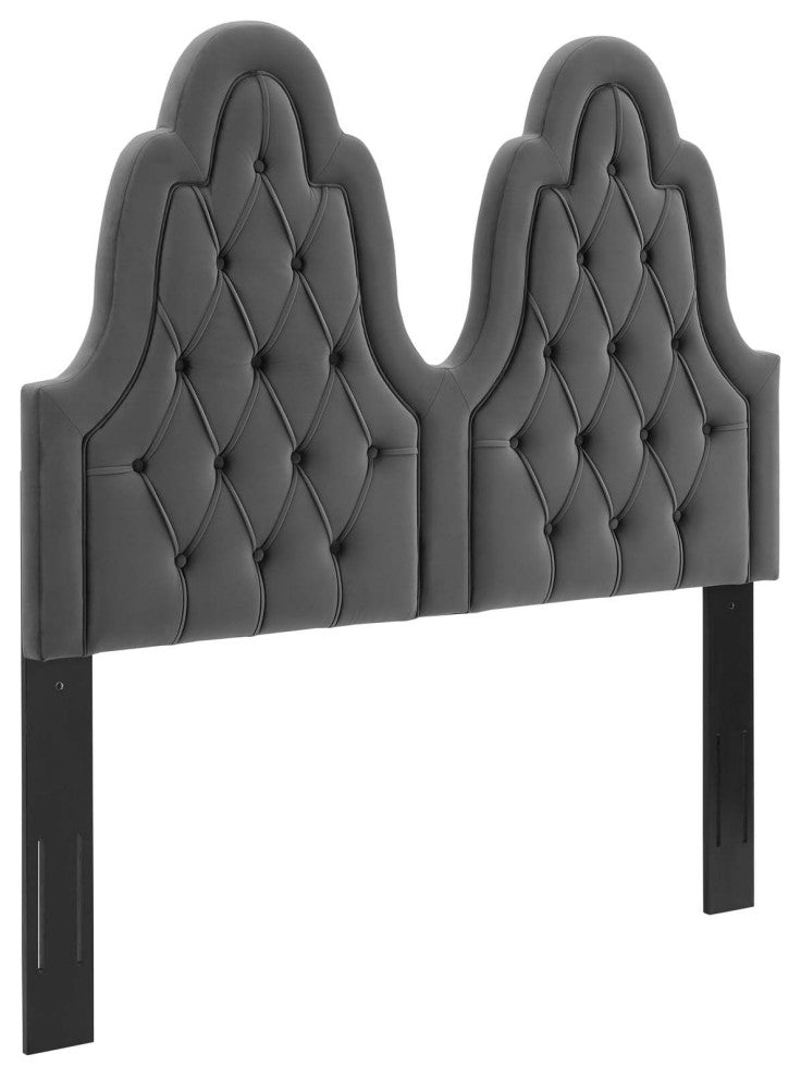 Augustine Tufted Performance Velvet Full/Queen Headboard Charcoal