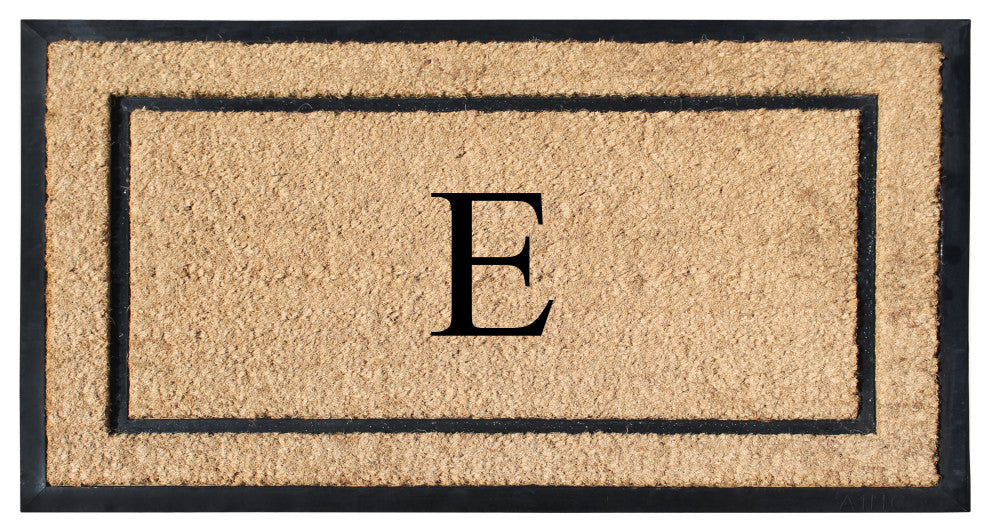 A1HC Rubber & Coir Large Outdoor Durable Monogrammed Doormat, 24"X39", Beige, E