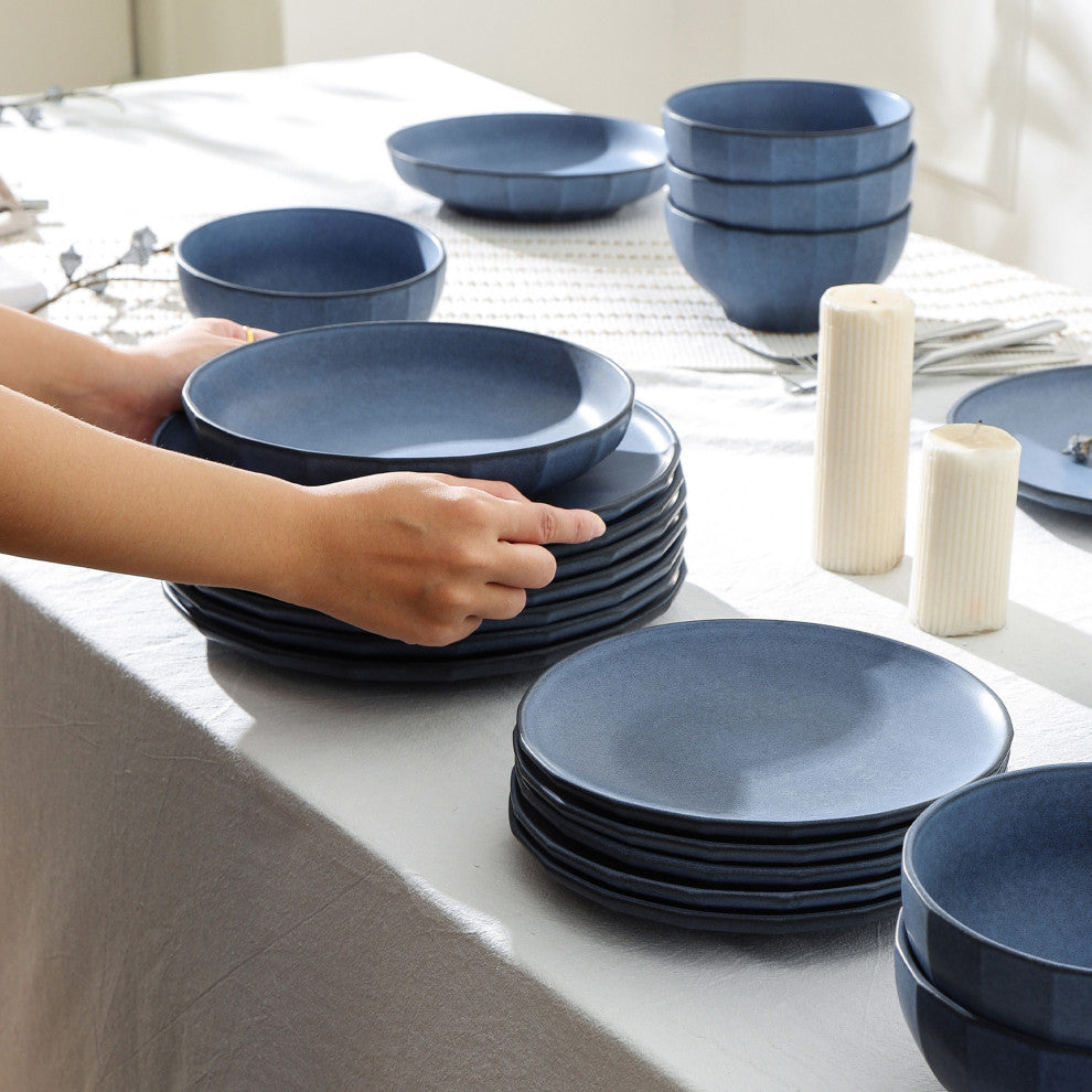 Stone Lain Rio Stoneware 24-Piece Dinnerware Set, Blue