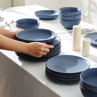 Stone Lain Rio Stoneware 24-Piece Dinnerware Set, Blue