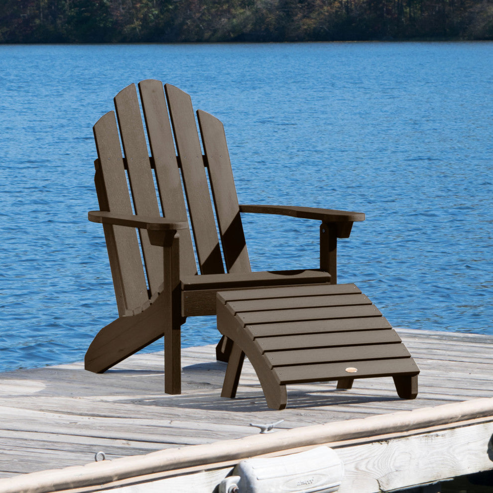 Westport Adirondack Chair With Ottoman, Weathered Acorn