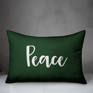 Peace, Dark Green 14x20 Lumbar Pillow