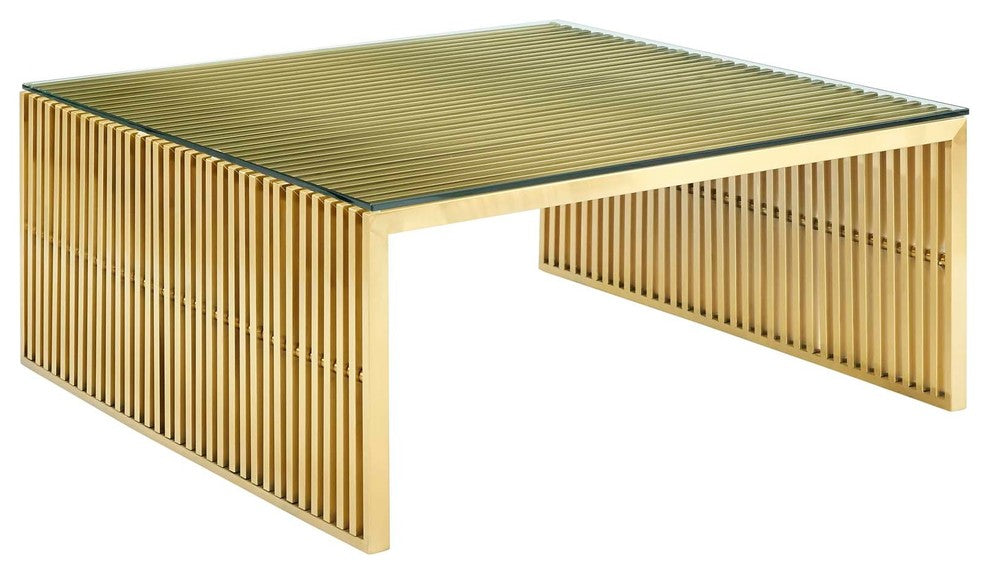 Gridiron Stainless Steel Coffee Table Gold