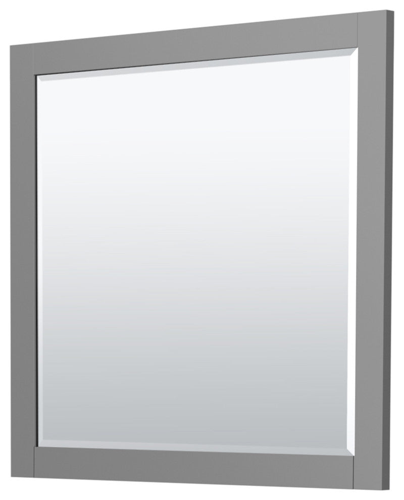 36"SGL Vanity Dark Gray, Carrara Countertop, Sink, Nickel Trim, 34"Mirror