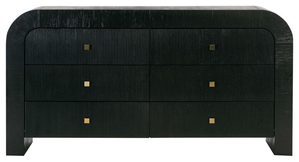 Hump 6 Drawer Black Dresser