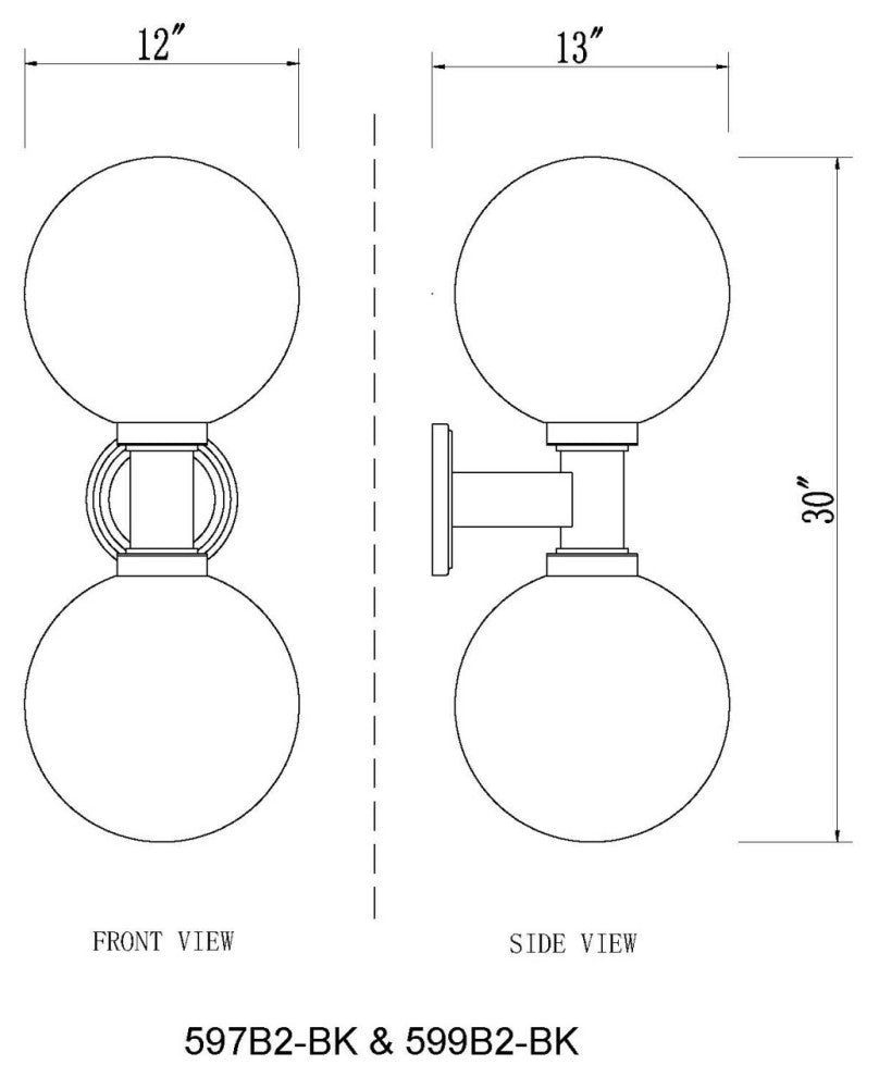 Z-Lite 599B2 Laurent 2 Light 30" Tall Wall Sconce - Black