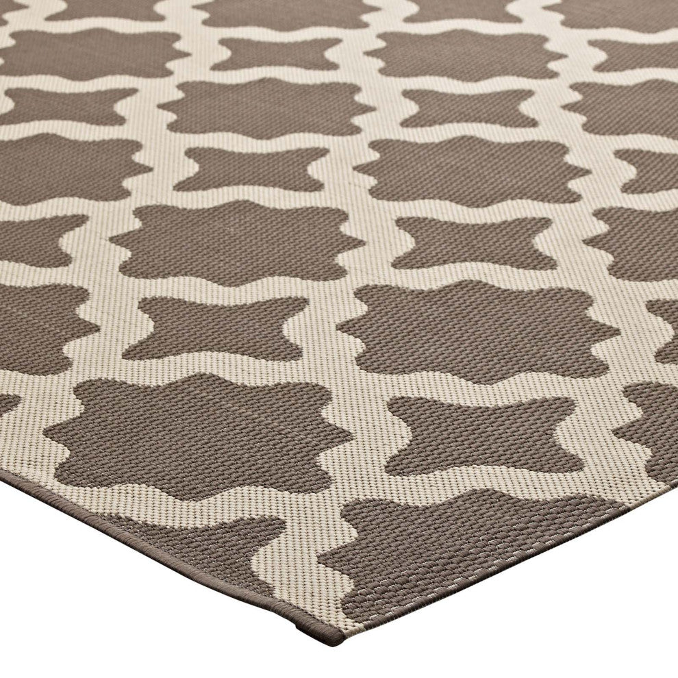 Area Rug Floor Carpet, Indoor Outdoor, Moroccan, Rectangular, 9x12, Beige