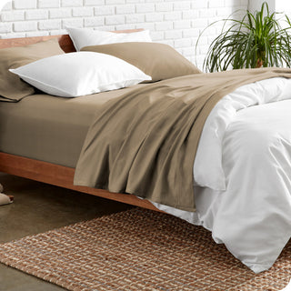 Bare Home 1800 Microfiber Sheet Set, Taupe, Queen