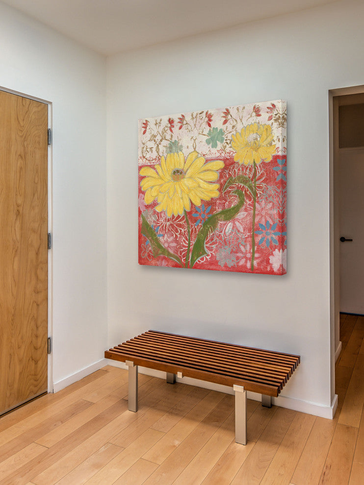 "Yellow Flowers 2" Painting Print on Wrapped Canvas