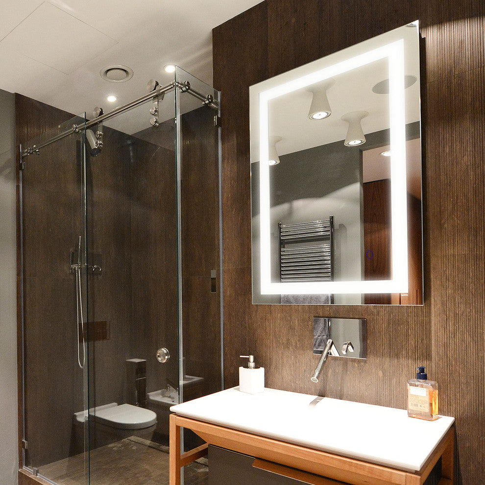 Bathroom LED Mirror With Touch On/Off Dimmer and Anti-Fog, 36"x30" [2019 New Tri