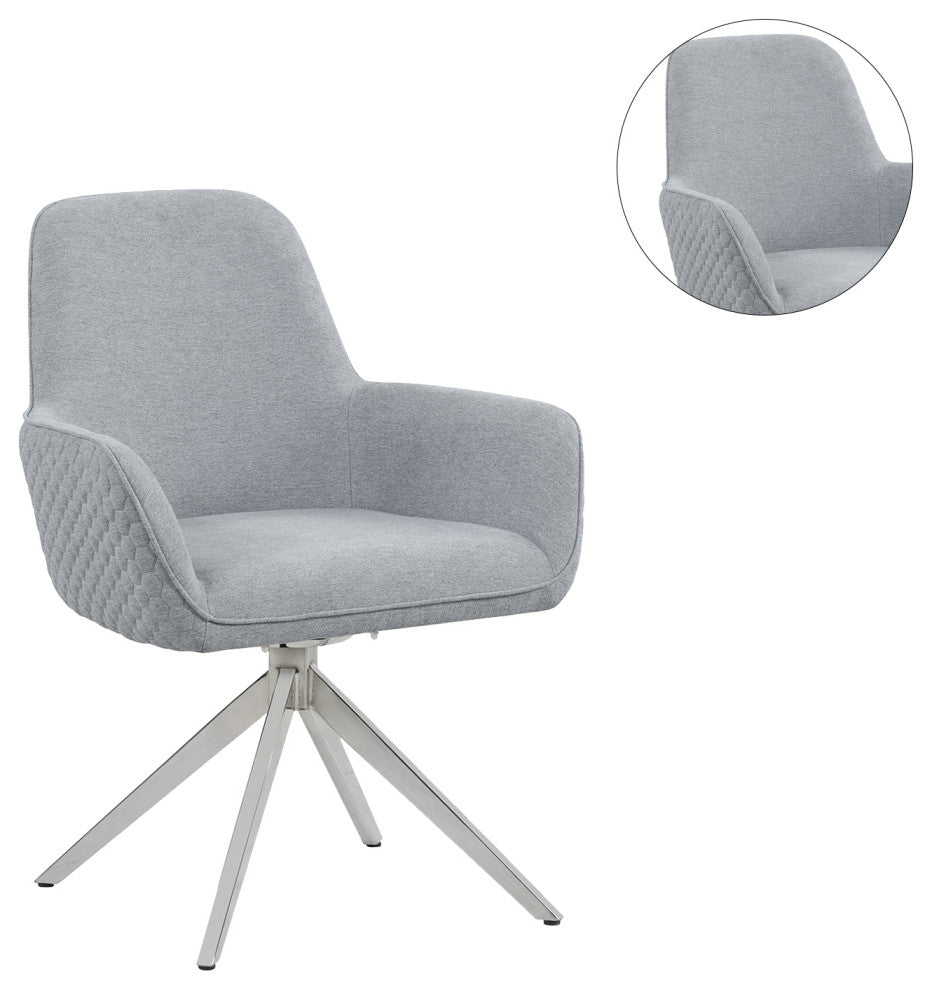 Upholstered Armchair with Chrome Base, Gray
