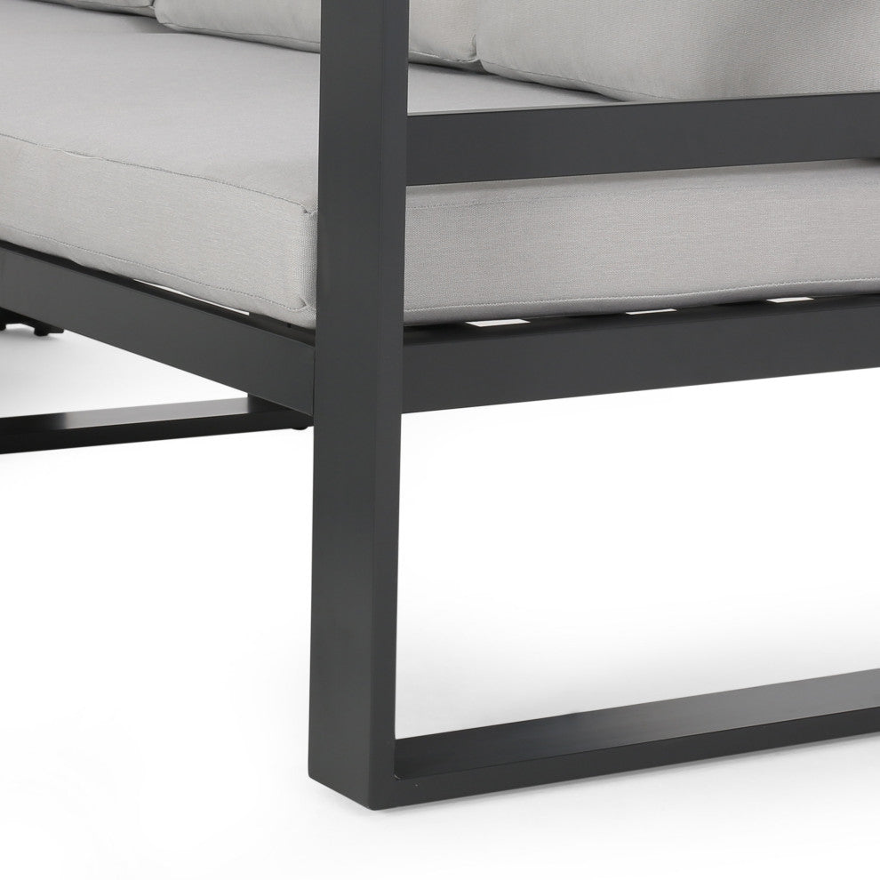 Queena Outdoor Aluminum Sofa Sectional With Coffee Table