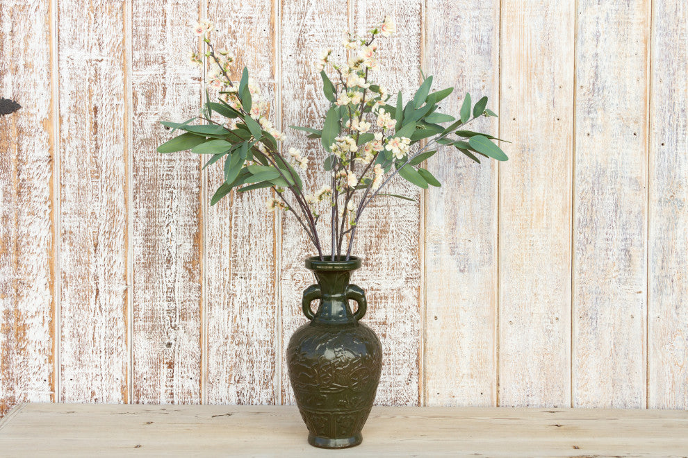 Elephant Handle Green Glazed Vase