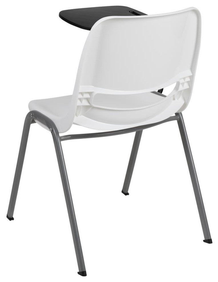 Ergonomic Shell Chair With Right Handed Flip-Up Tablet Arm, White/Right
