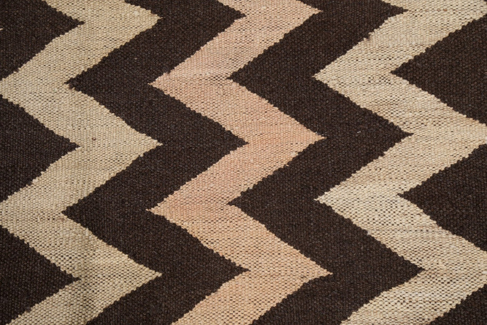 Chevron Style Kilim Natural Dye Oriental Wool Area Rug Flat-weave 5x7