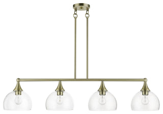 4 Light Antique Brass Large Linear Chandelier