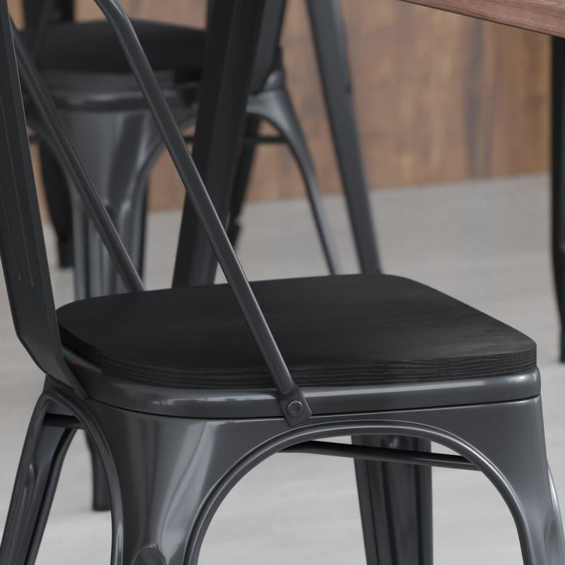 Perry Poly Resin Wood Square Seat w/Rounded Edges for Metal Barstools-Set of 4,