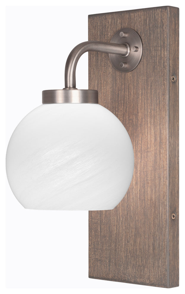 Oxbridge Wall Sconce, Graphite & Painted Distressed Metal, 5.75" White Marble