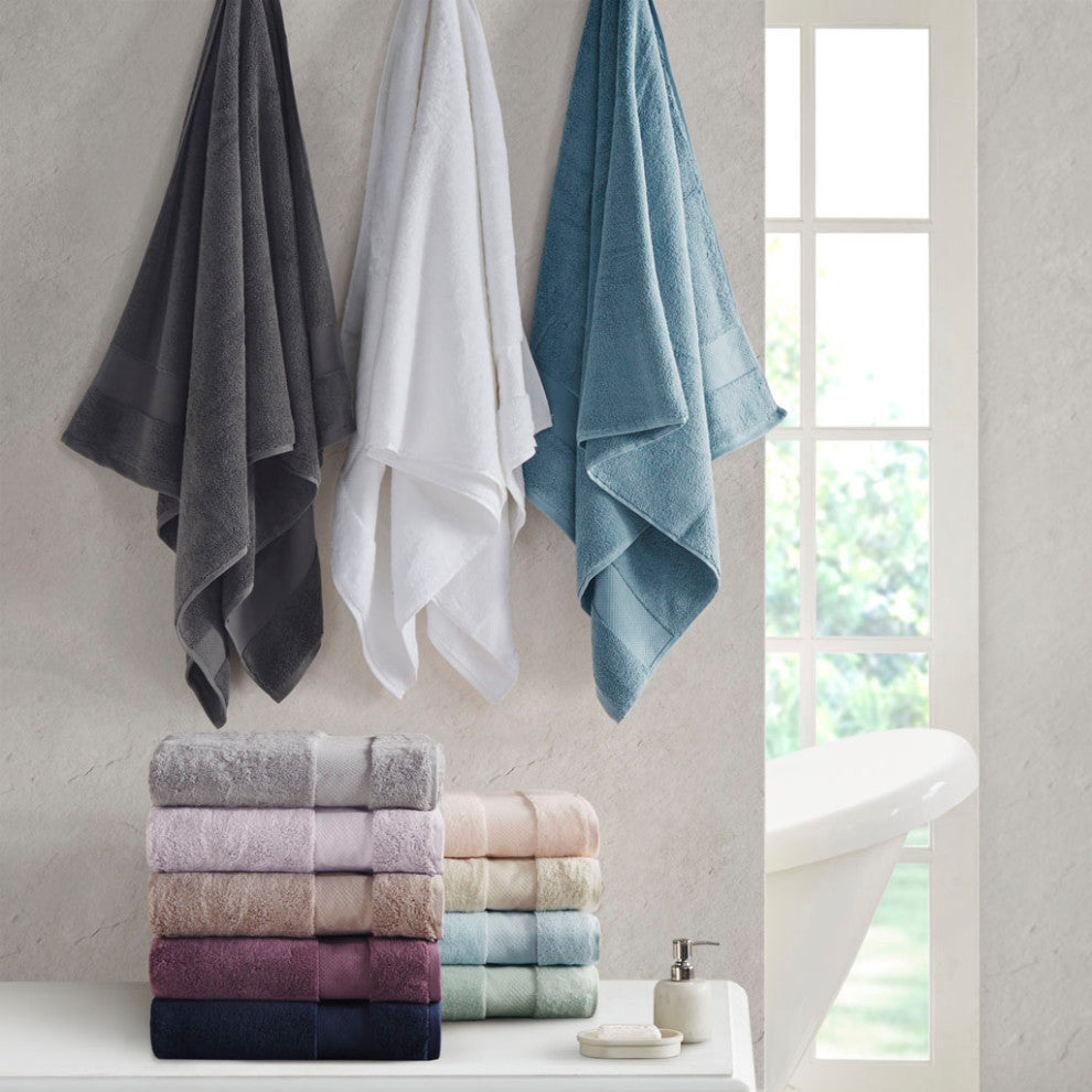 Madison Park Signature Turkish Cotton 6 Piece Bath Towel Set, Light Blue