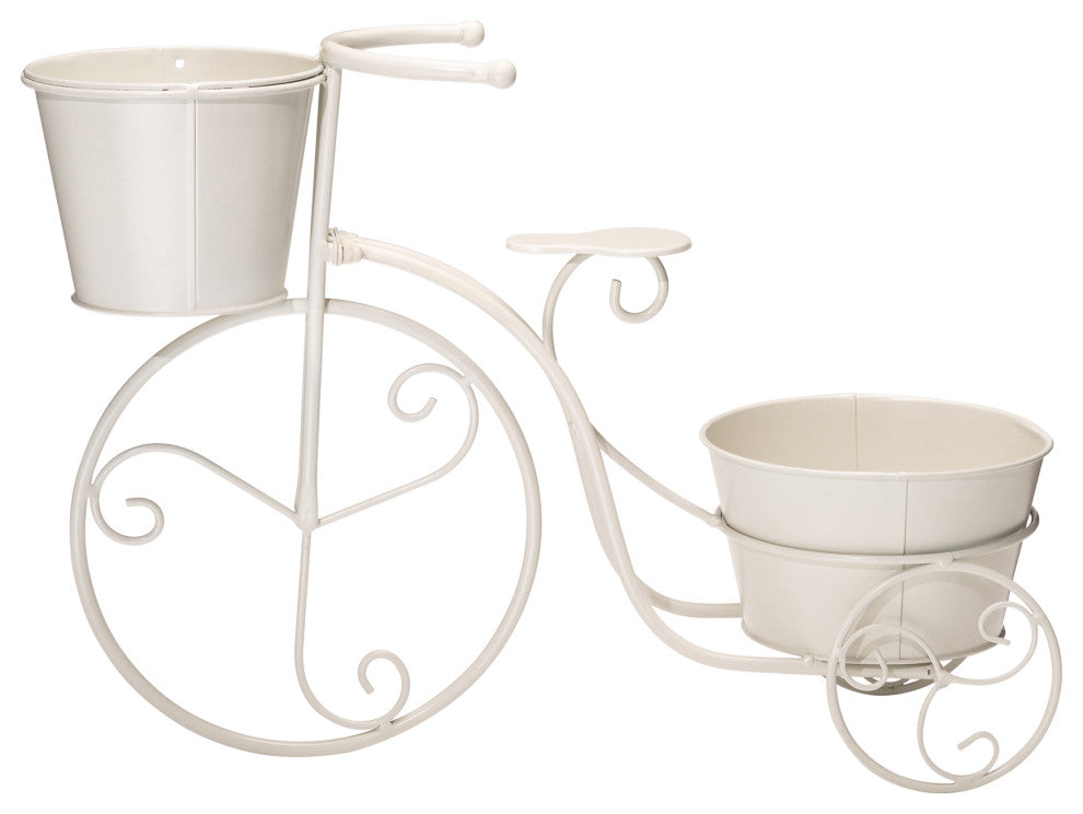 21.5"L Metal Bicycle Plant Stand, White
