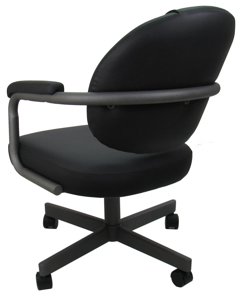 Set of 4, M-70 Swivel Tilt Dining Caster Chairs, Black Vinyl on Gray Chairs