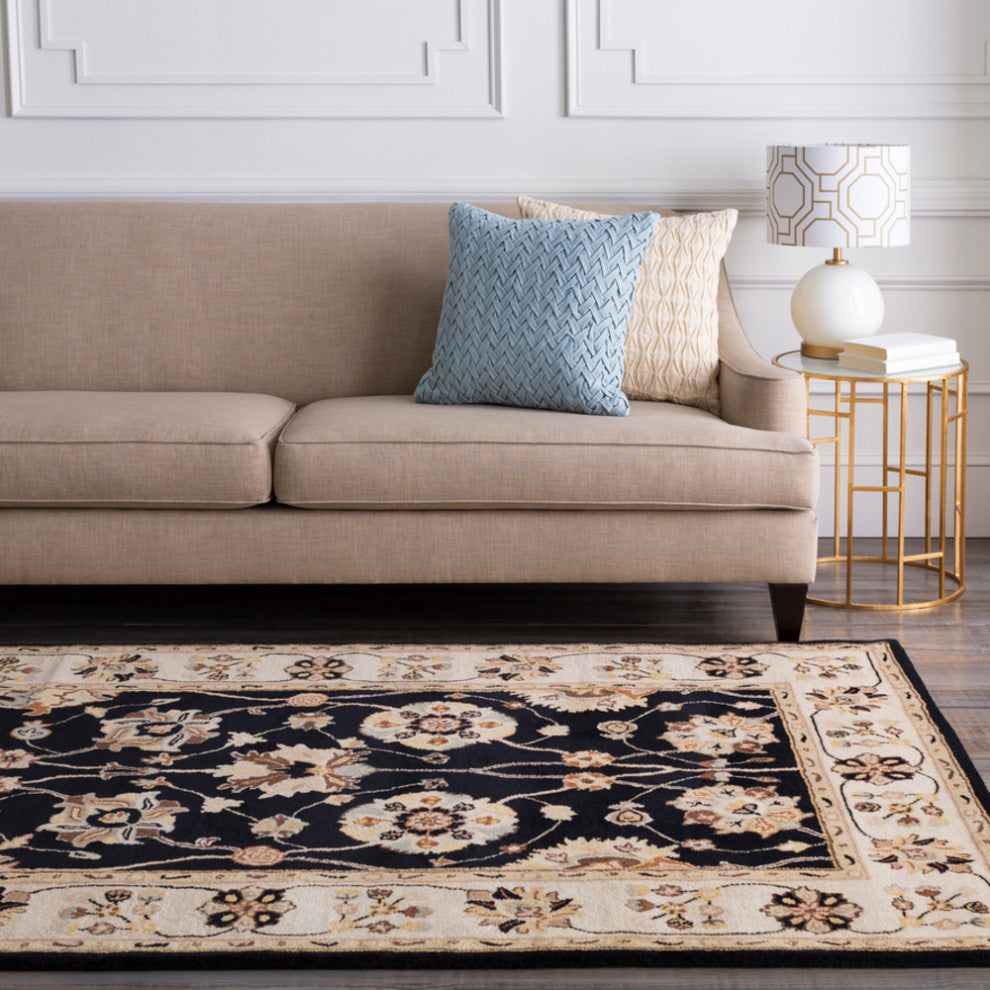 Surya Caesar CAE-1033 Traditional Area Rug, Black, 3' x 12' Runner