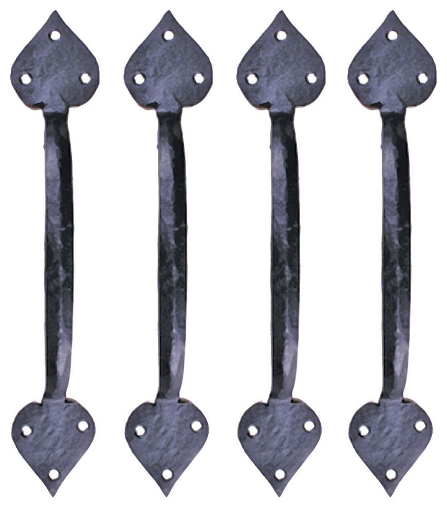 Colonial Black Wrought Iron Pull Handles, Set of 4