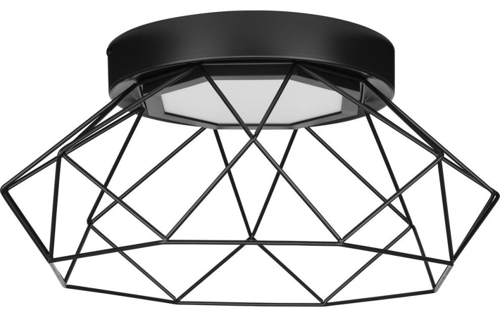 Geodesic LED Matte Black Modern Flush Mount Light