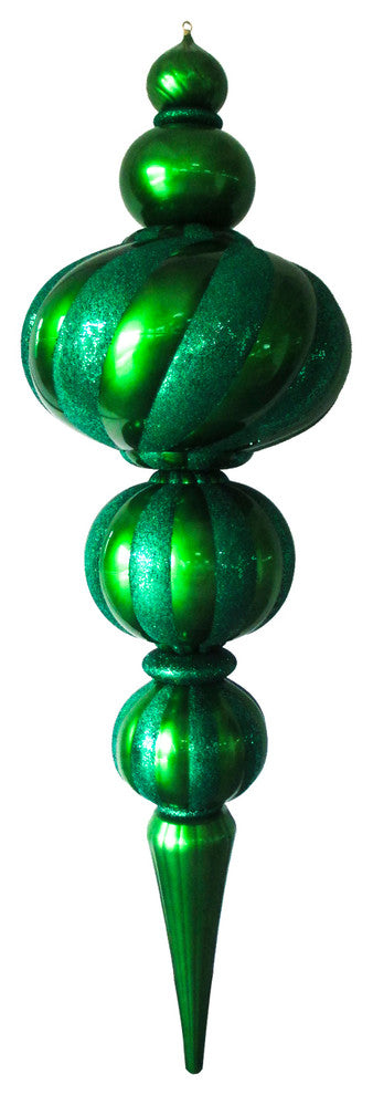 82" Jumbo Green Finial Ornament With Green Glittered Stripes