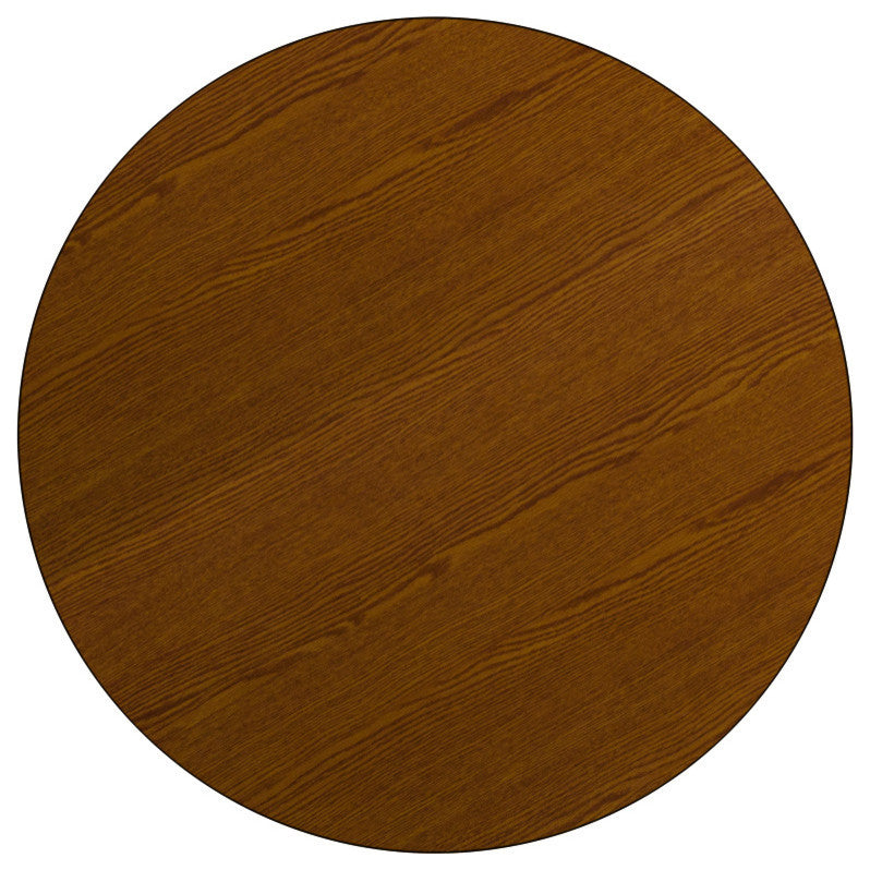 42'' Round Oak HP Laminate Activity Table, Standard Height Adjustable Legs