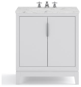 Elizabeth 30" Single Sink Carrara White Marble Vanity, Pure White