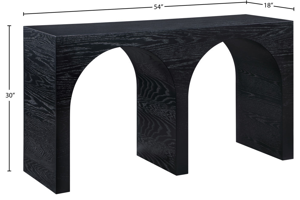 June Black Oak Console Table, Black, 54" W X 18" D X 30" H