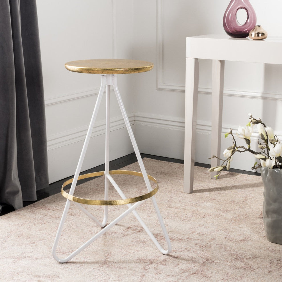 Safavieh Galexia Bar Stool, Gold/White