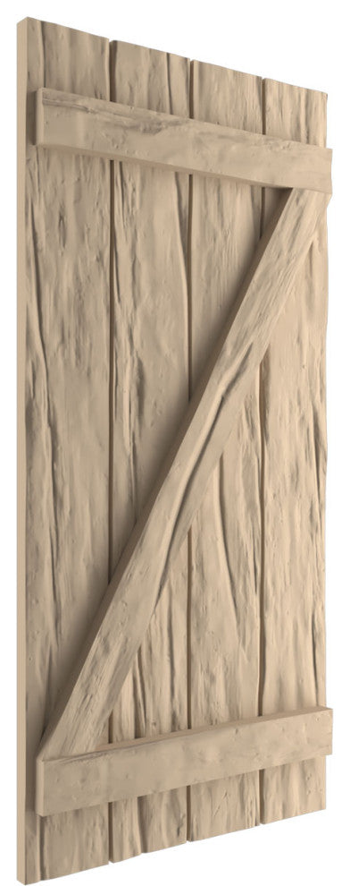 Rustic 4 Board Joined B-N-B Faux Wood Shutters, Riverwood, 22x26"