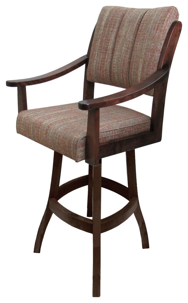 Swivel Counter Wood Bar Stool Casa on S-Base, Watusi Madder - Spanish Oak, 30"