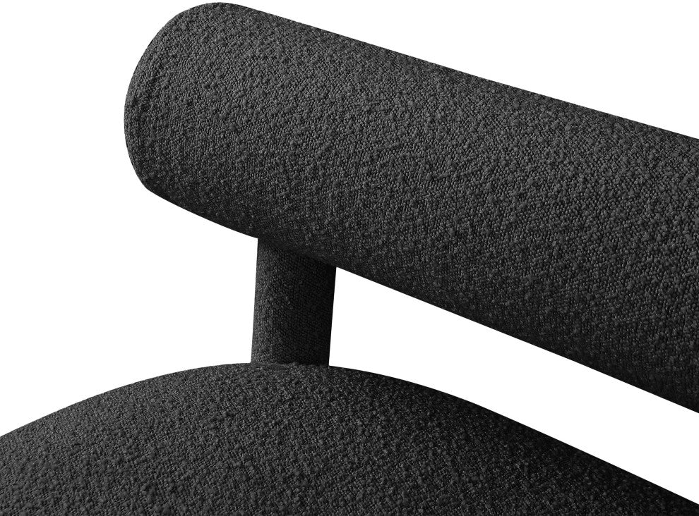 Parlor Boucle Fabric Upholstered Bench, Black