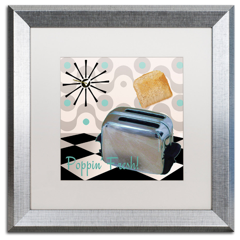 Color Bakery 'Fifties Kitchen I' Art, Silver Frame, White Matte, 16"x16"