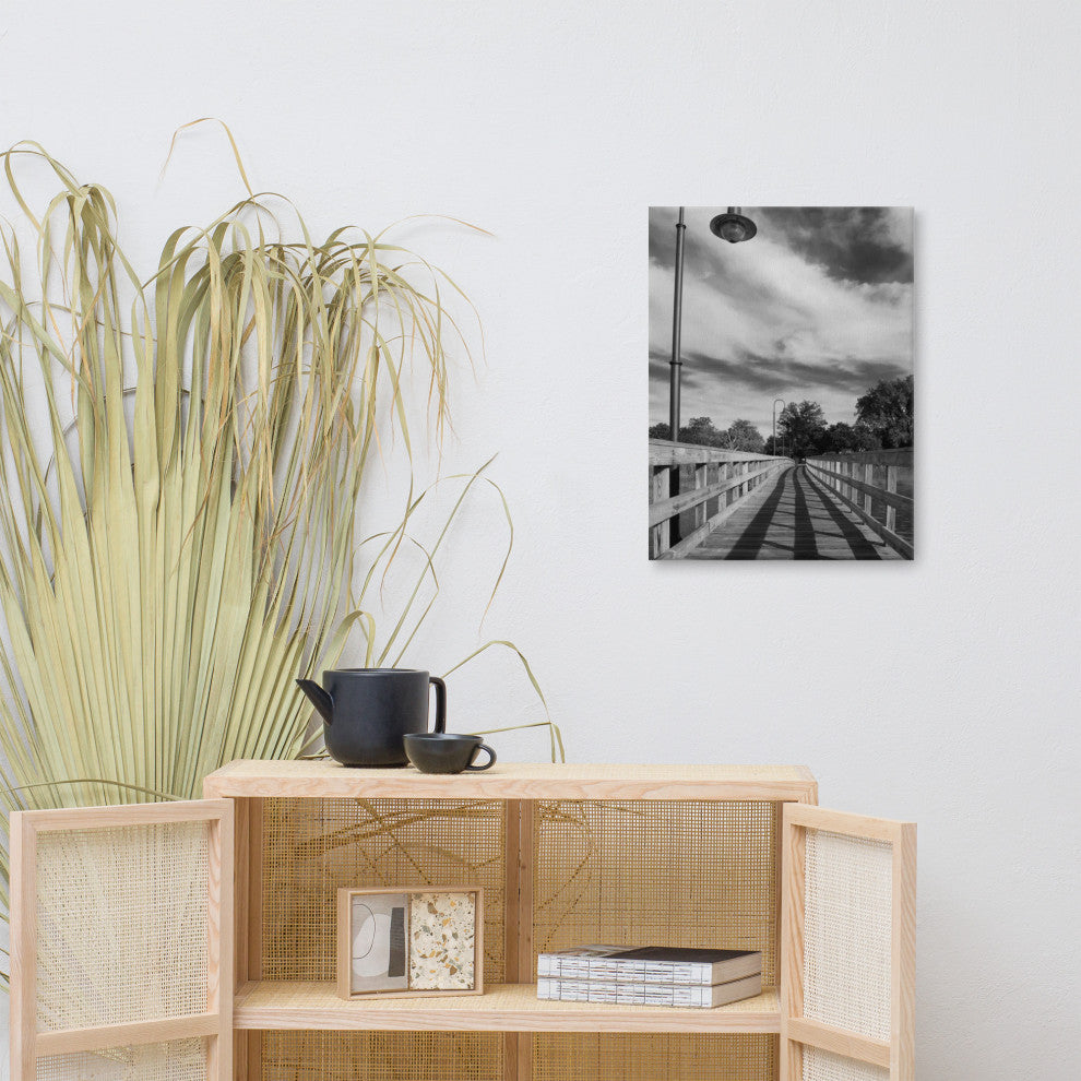 Follow the Lines Black & White Landscape Photo Canvas Wall Art Print, 18" X 24"