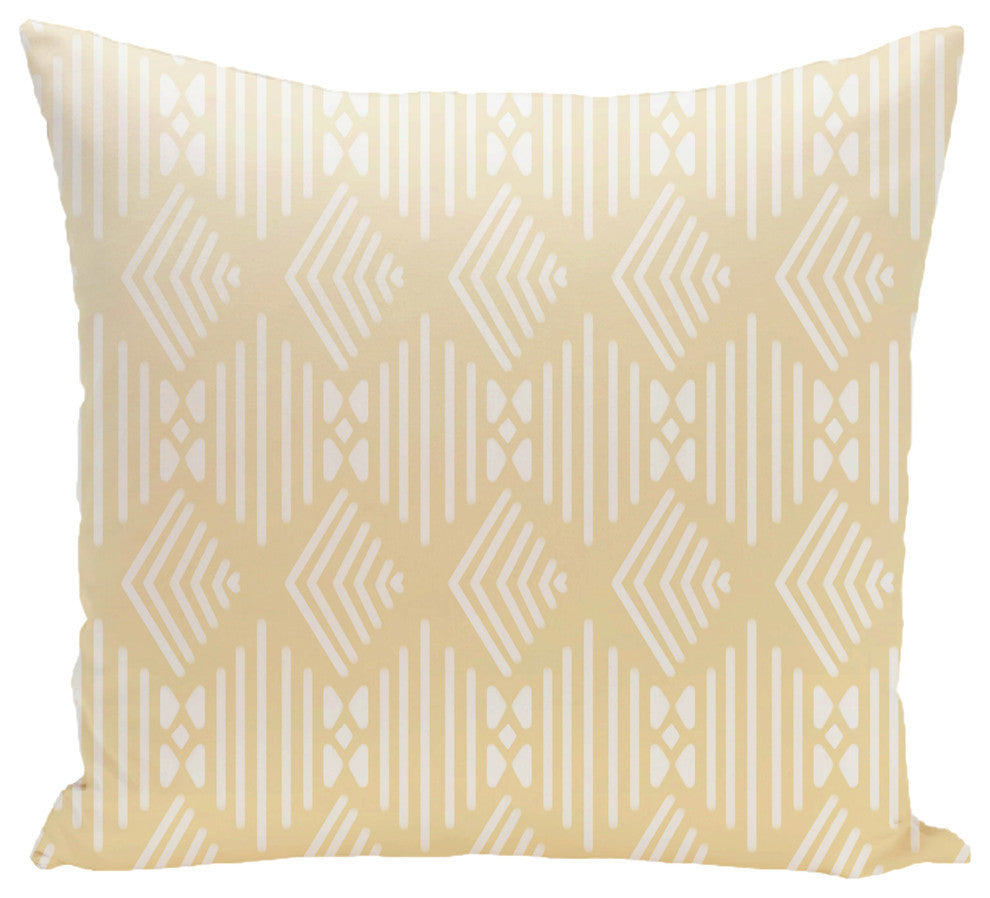 Fishbones Geometric Print Pillow, Soft Lemon, 20"x20"