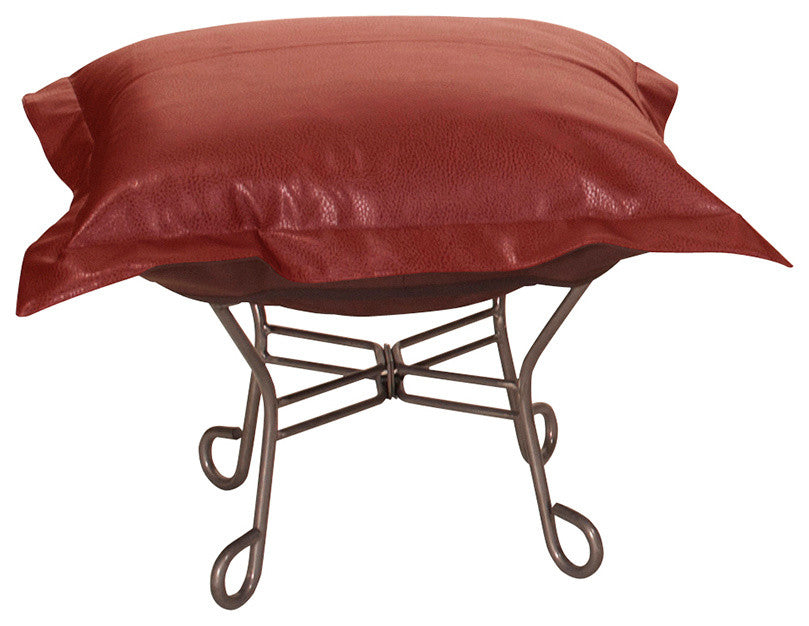 Scroll Puff Ottoman With Cover, Titanium Frame, Avanti Apple