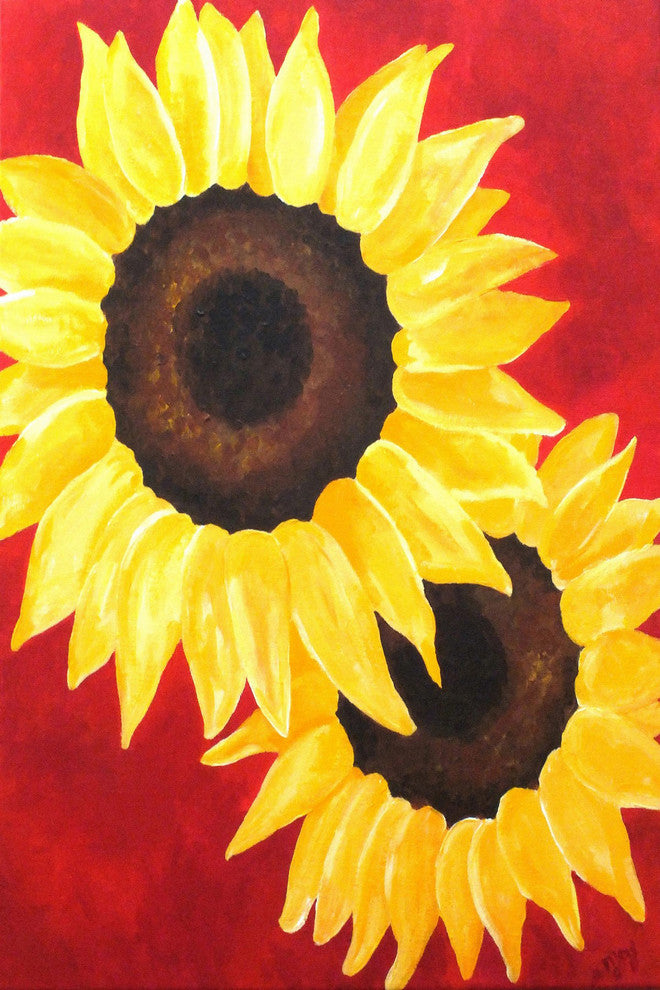 Marmont Hill, "Red Sunflowers" by Nicola Joyner Painting Wrapped Canvas, 20x30