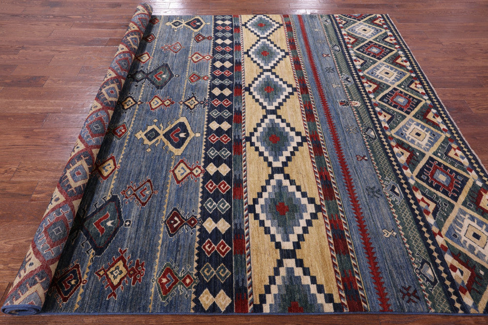 8' 0" X 9' 9" Southwest Navajo Gabbeh Hand Knotted Wool Rug Q11176