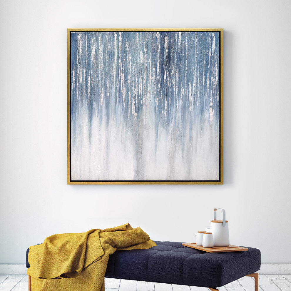Frozen Rain Textured Metallic Hand Painted Framed Wall Art by Martin Edwards