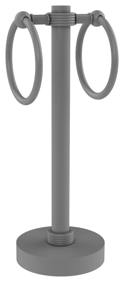 Vanity Top 2 Towel Ring with Groovy Accents, Matte Gray