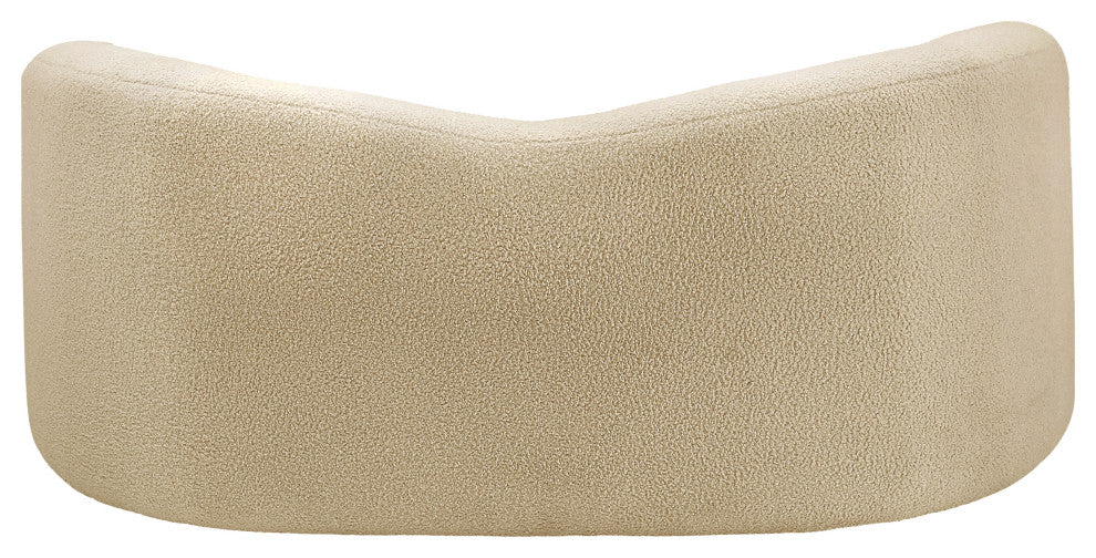 Kali Faux Shearling Teddy Fabric Upholseterd  Loveseat, Beige