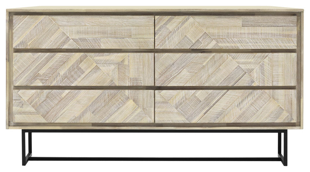 Peridot 6 Drawer Dresser, Natural Acacia Wood