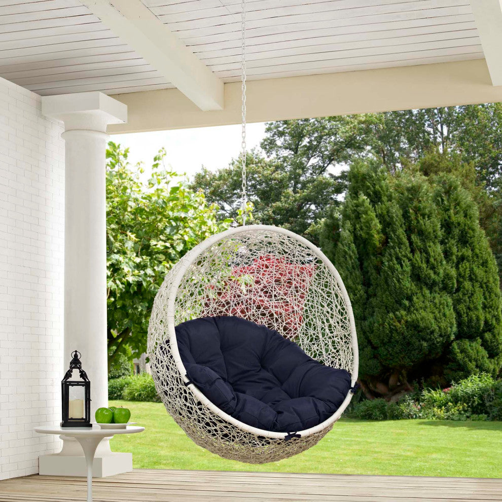 White Navy Hide Outdoor Patio Swing Chair Without Stand